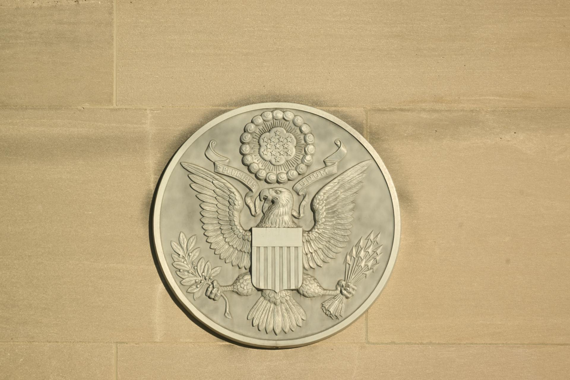 Great Seal of the United States on Building Wall
