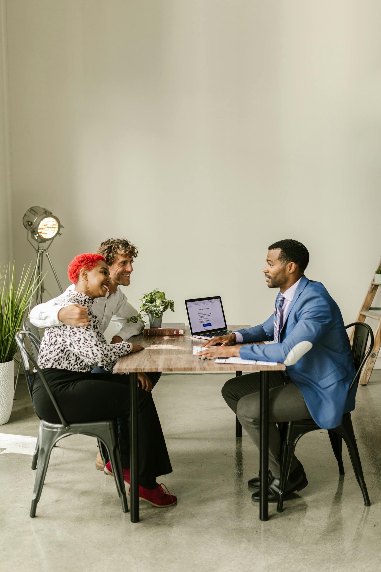 Insurance rep closing the deal with clients